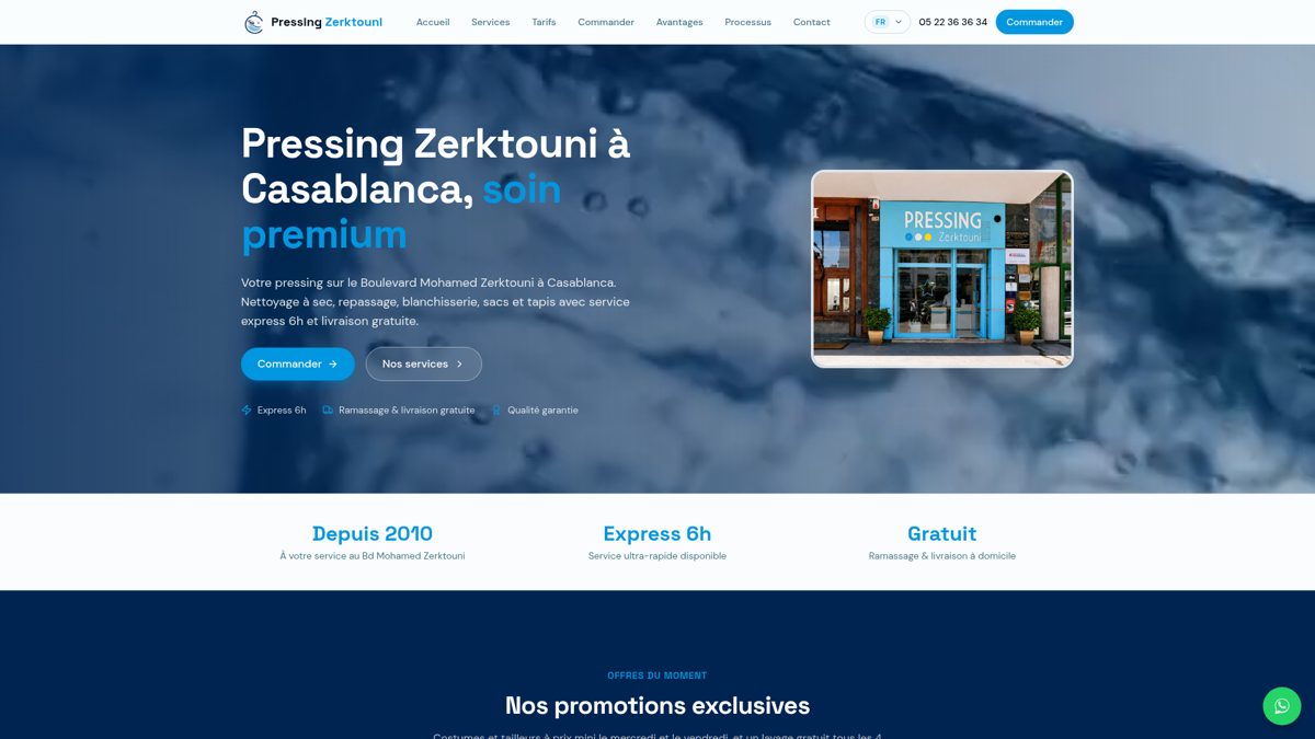 Aperçu du site Pressing Zerktouni